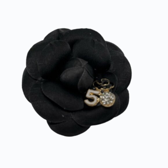 Camellia Style Flower Brooch | Designer-Inspired Luxury Pin | Black Tone - Picture 3 of 10